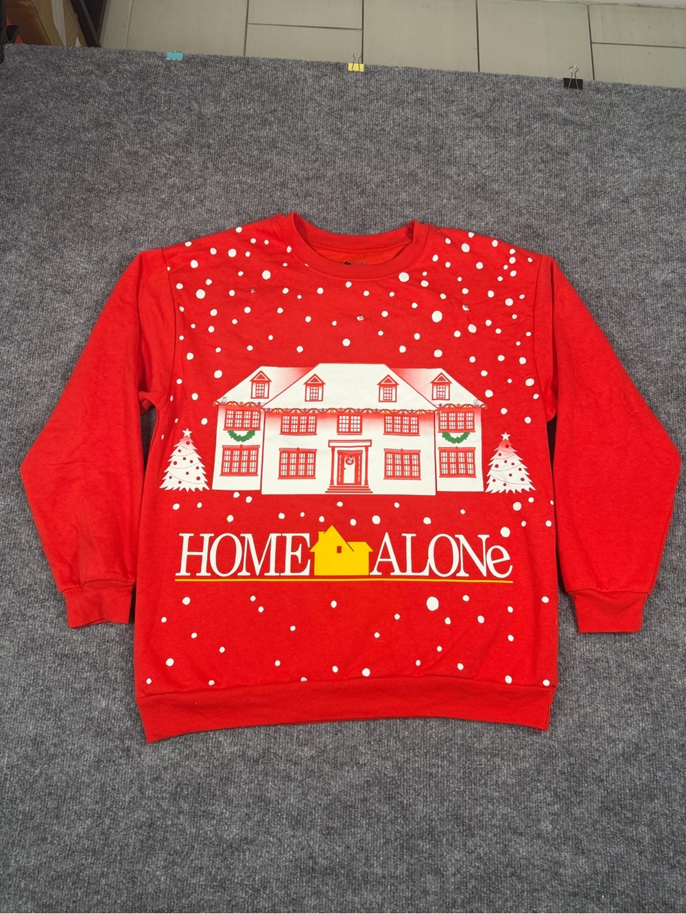 Freeze Red Home Alone Holiday Sweatshirt with White & Yellow Graphics
